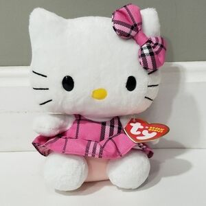 Hello‎ Kitty Pink Tartan Plaid Plush Ty Beanie by Sanrio 2009